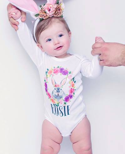 Personalized Floral Bunny Easter Onesie