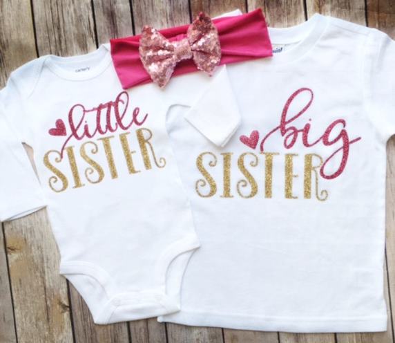 Matching Big Sister and Little Sister Glitter Shirts