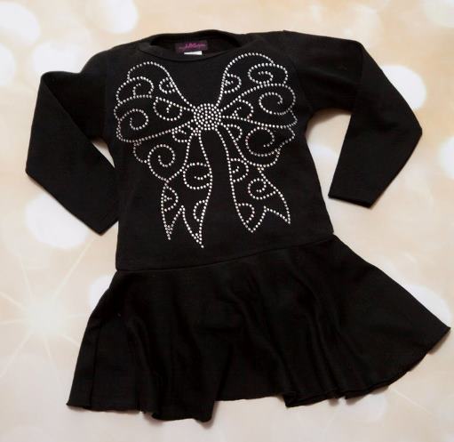 Black Rhinestone Ribbon Toddler Dress