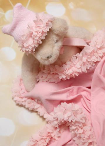 Pink Receiving Baby Blanket with Soft Fluffy Chiffon & Matching Hat Set