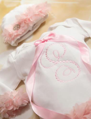 Personalized Chiffon Petal Newborn Coming Home Gown with Matching Hat