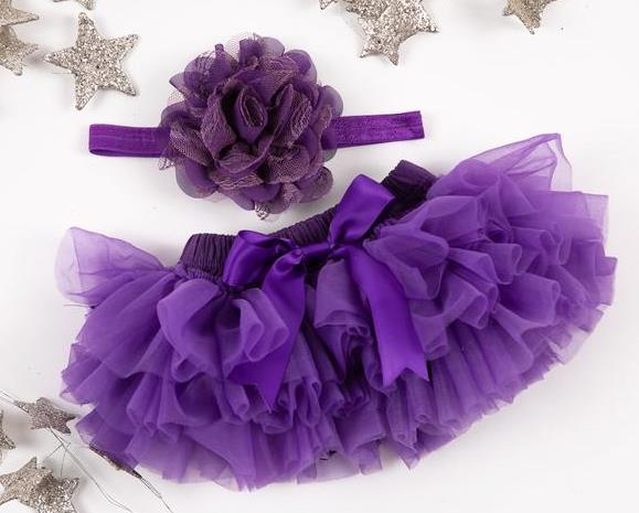 Purple Tutu Diaper Cover with Matching Headband