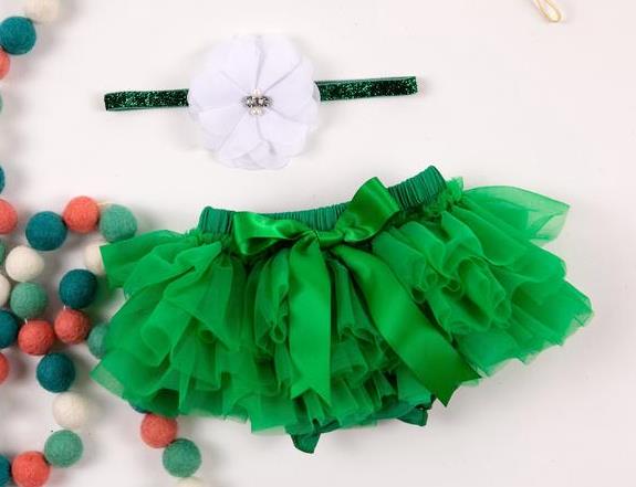 Green Tutu Diaper Cover with Matching Headband