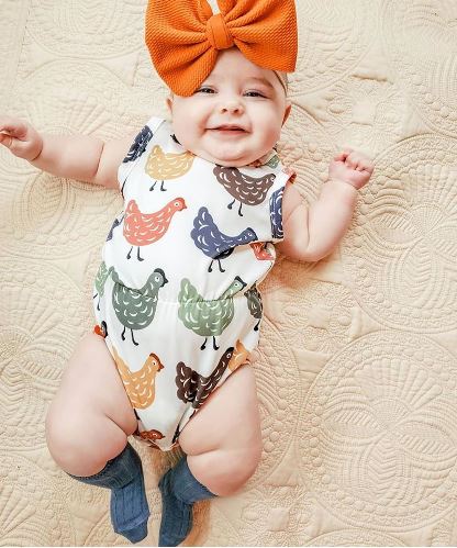 Shan-S Newborn Infant Baby Girls Rainbow Short Sleeve Romper+Denim Bow Bloomers Pants+Headbands 4pcs Outfits Set 