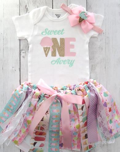 Sweet One Personalized 1st Birthday Ice Cream Tutu Outfit