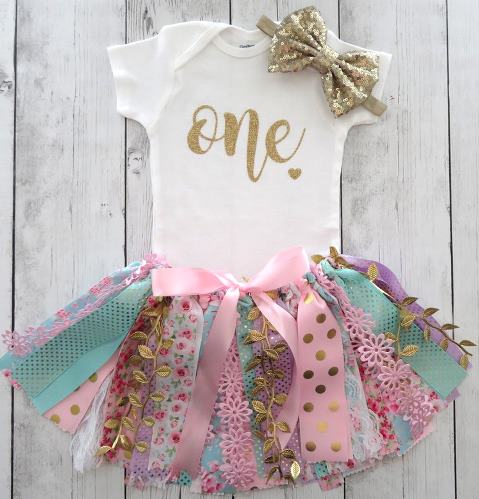 Girls First Birthday Floral Tutu Outfit