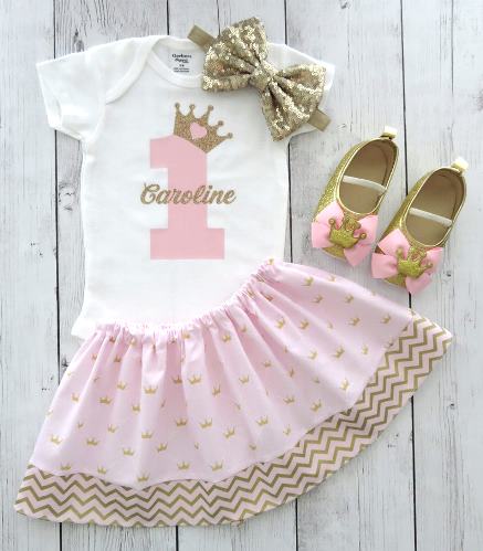 Pink & Gold Princess 1st Birthday Outfit