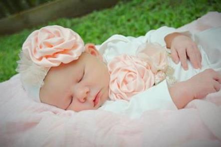 Newborn Couture Peach Coming Home Outfit Gown with Matching Headband
