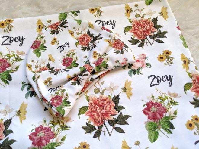Personalized Fall Floral Swaddle Blanket