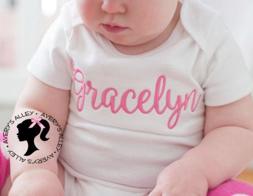 White & Hot Pink Personalized Bodysuit