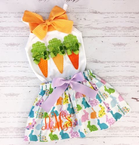 Easter Carrots Bunny Skirt Outfit