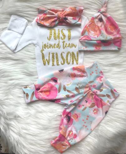 Bright Floral Just Joined Team Newborn Outfit