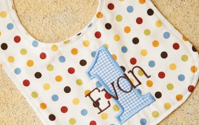 Baby Boy Personalized Gingham Dots 1st Birthday Bib