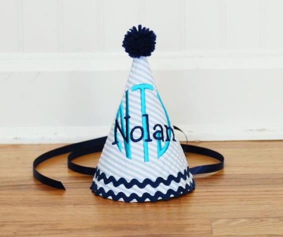 Boys Navy & Teal Personalized Birthday Hat