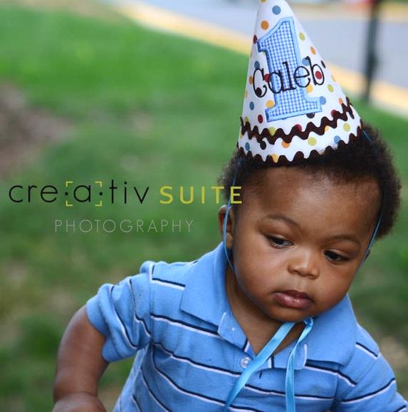 Gingham Dots Baby Boys 1st Birthday Party Hat