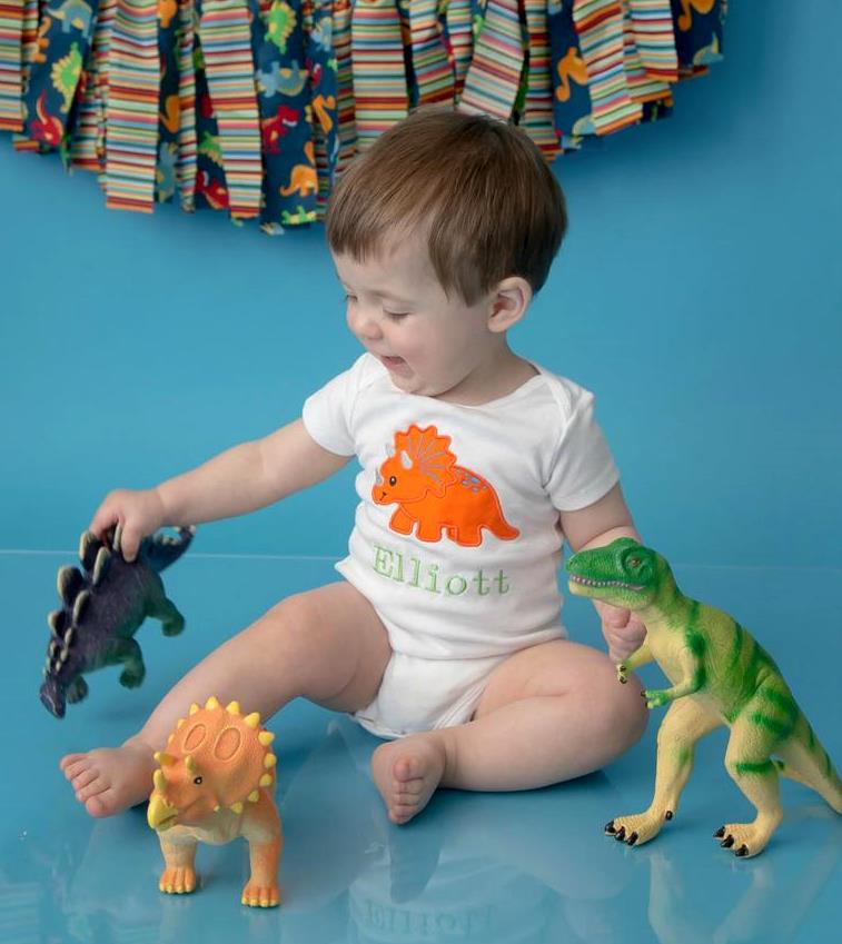 Baby Boys Dinosaur 1st Birthday Personalized Bodysuit
