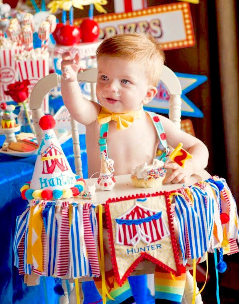 Baby Boys Circus 1st Birthday High Chair Banner