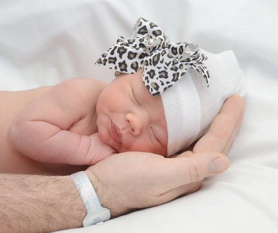 Leopard Bling Bow Newborn Boutique Hospital Hat