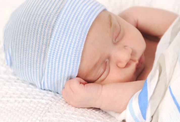 Classic Blue & White Newborn Baby Boy Hospital Hat