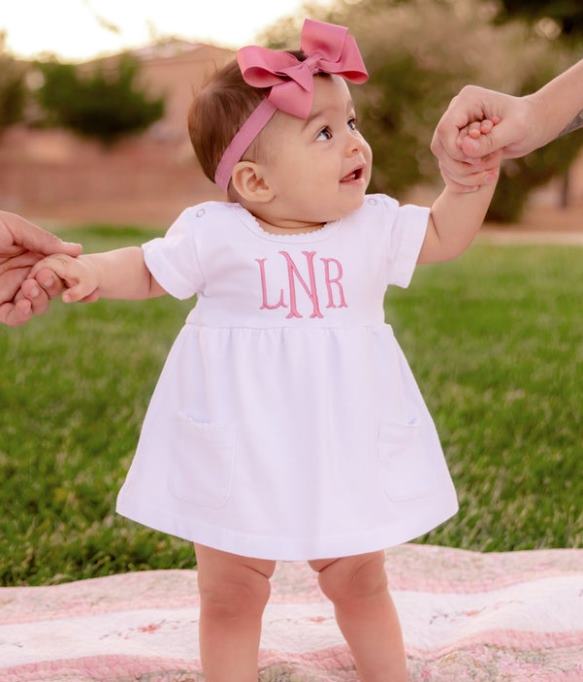 Custom Personalized Baby Girl Dress with name and HeadbandBow 2pc Set