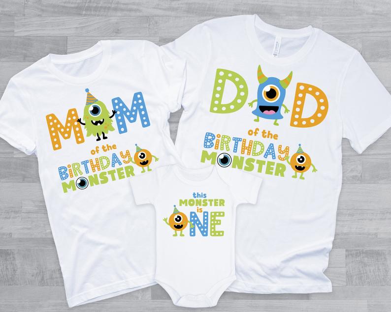 Monster Family 1st Birthday Shirts for Baby Boy