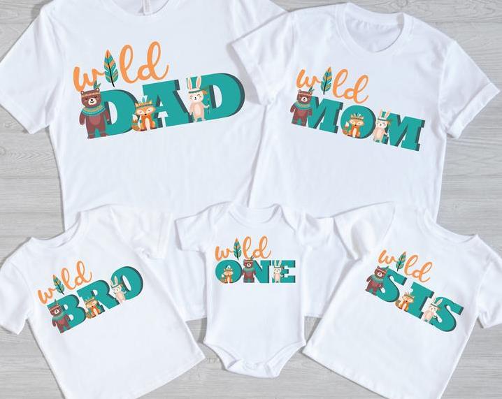 Wild One Family 1st Birthday Shirts for Baby Boy