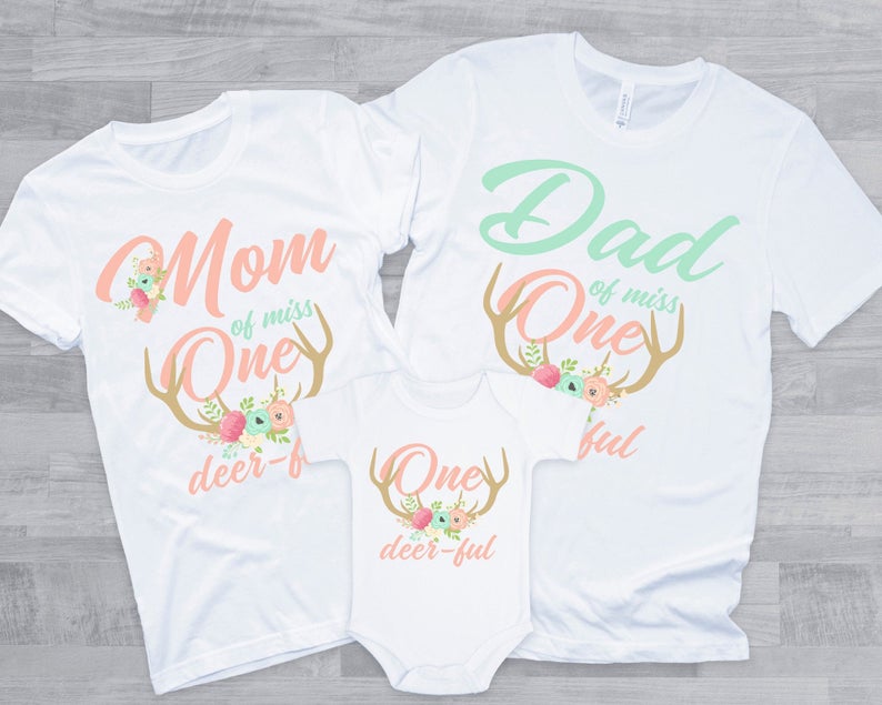 One-deer-ful Family 1st Birthday Shirts for Baby Girl