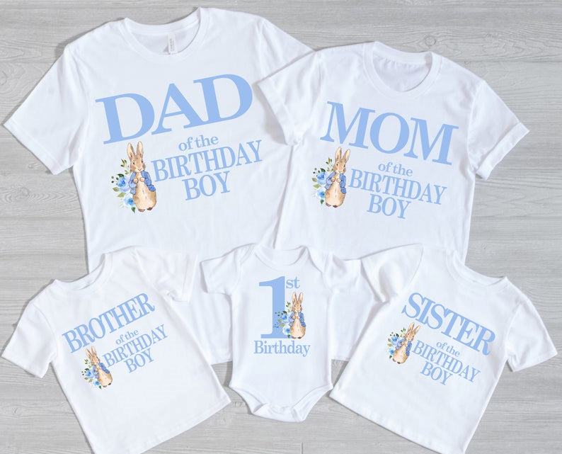 Peter Rabbit Family 1st Birthday Shirts for Baby Boy