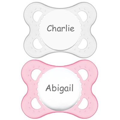 Girls Pink & Clear MAM Personalized Pacifier Set