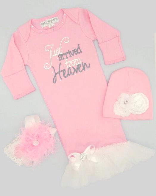Just Arrived from Heaven Infant Newborn Gown