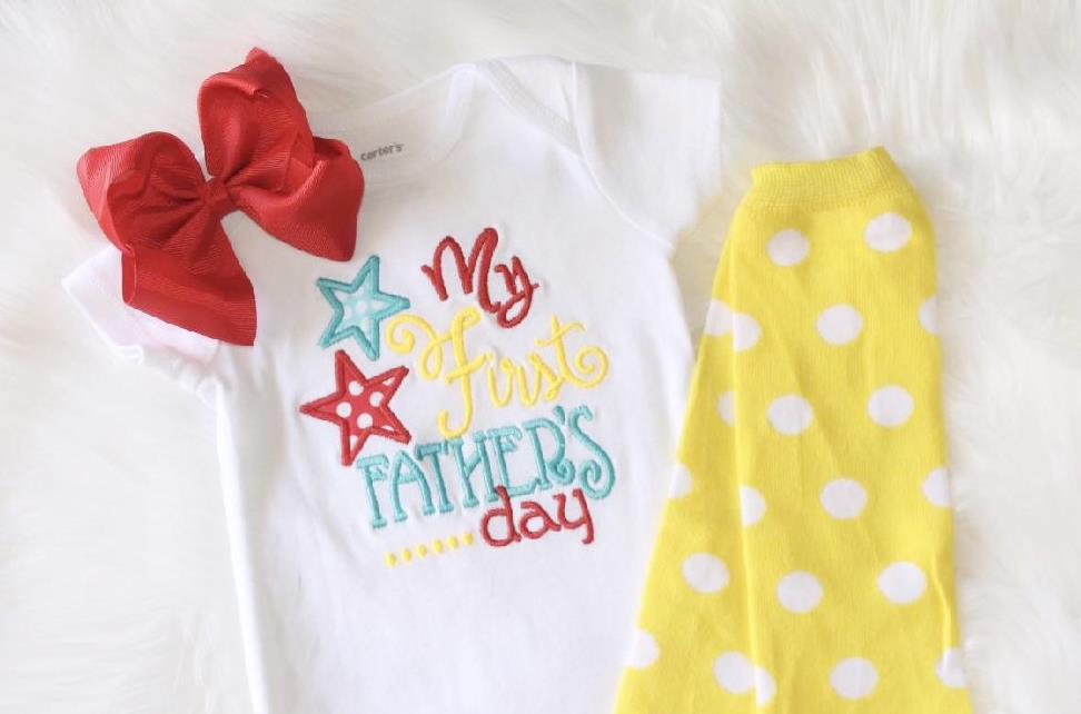 Girls Red & Yellow My First Father's Day Bodysuit