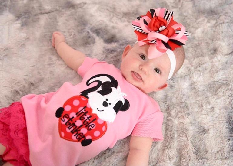 Baby Girls Little Stinker Valentines Day Skunk Outfit