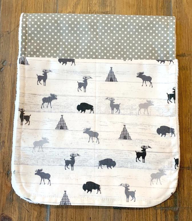 Baby Boy Personalized Winter Animals Bib & Burp Cloth Gift Set
