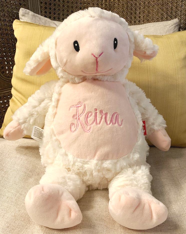 Newborn Baby Girl Personalized Lamb Stuffed Animal Gift