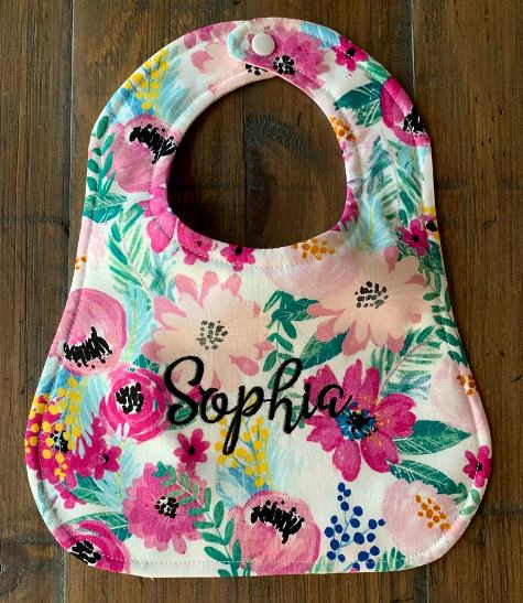 Baby Girls Floral Personalized Bib Gift Set of 3
