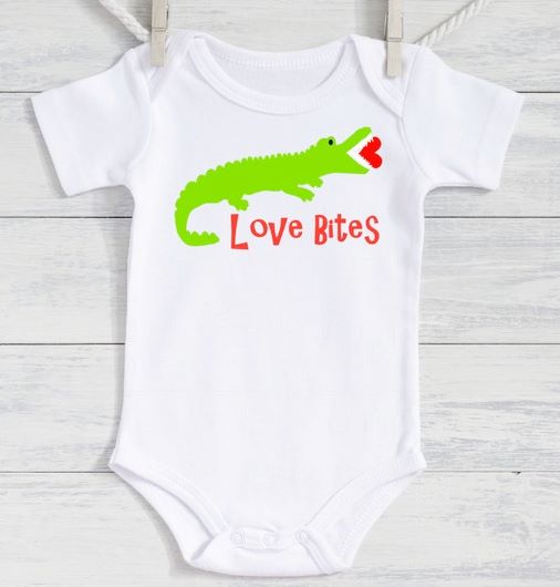 Love Bites Baby Boys Valentine Day Alligator Shirt