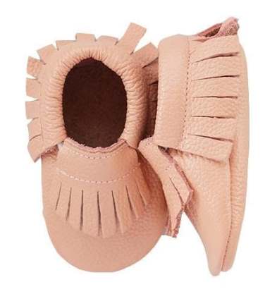 Baby Girls Pink Leather Moccasins Crib Shoes