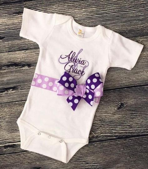 Purple Personalized Bow Outfit