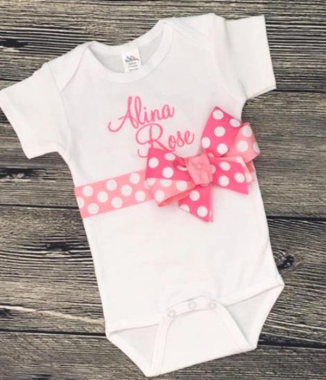 Hot Pink Personalized Bow Outfit
