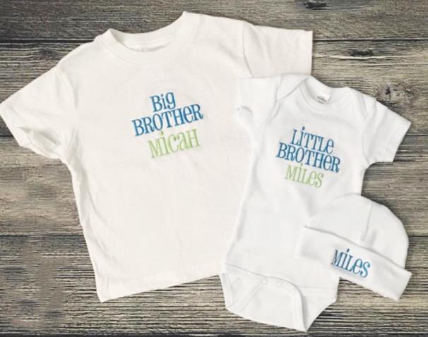 Personalized Blue & Green Matching Brother Shirts
