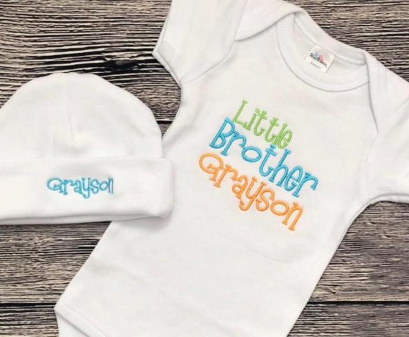 Baby Boys Colorful Little Brother Personalized Outfit