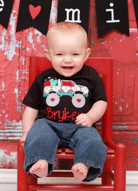 Boys Personalized Monster Truck Valentines Shirt