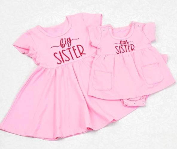 Matching Pink Big Sister and Little Sister Dresses