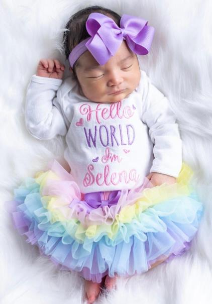 Hello World Rainbow 3pc. Onesie Tutu Diaper Cover and Headband Outfit Set