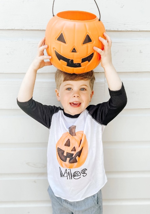 Boys Personalized Jack O Lantern Halloween Shirt