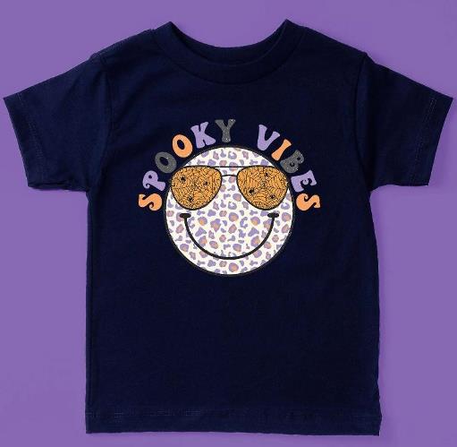 Baby Girls Spooky Vibes Smiley Face Halloween Shirt
