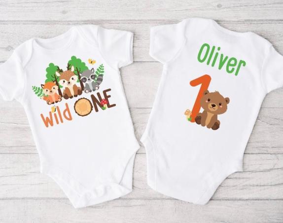 Boys Woodland Wild One First Birthday Personalized Outfit