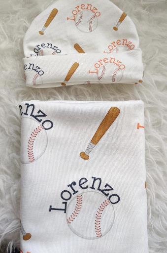 Newborn Boy Baseball Personalized Swaddle Blanket