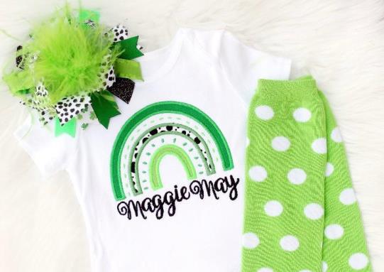 Black & Green Spotted Rainbow St. Patrick's Day Bodysuit