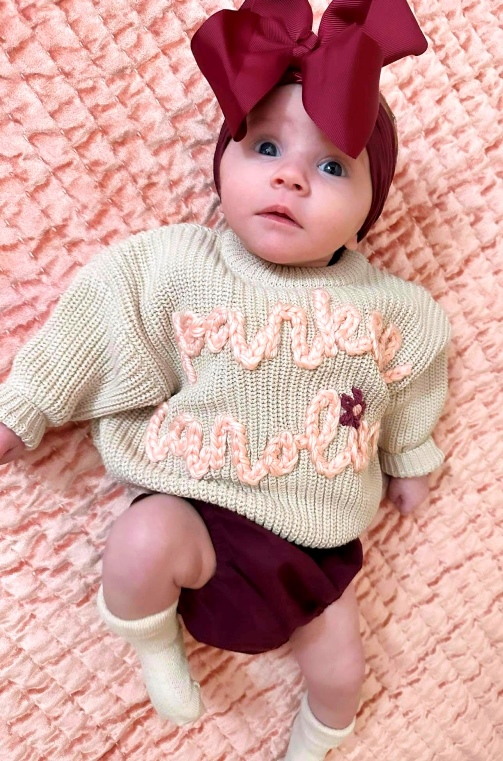 Girls Oversized Personalized Baby Name Sweater